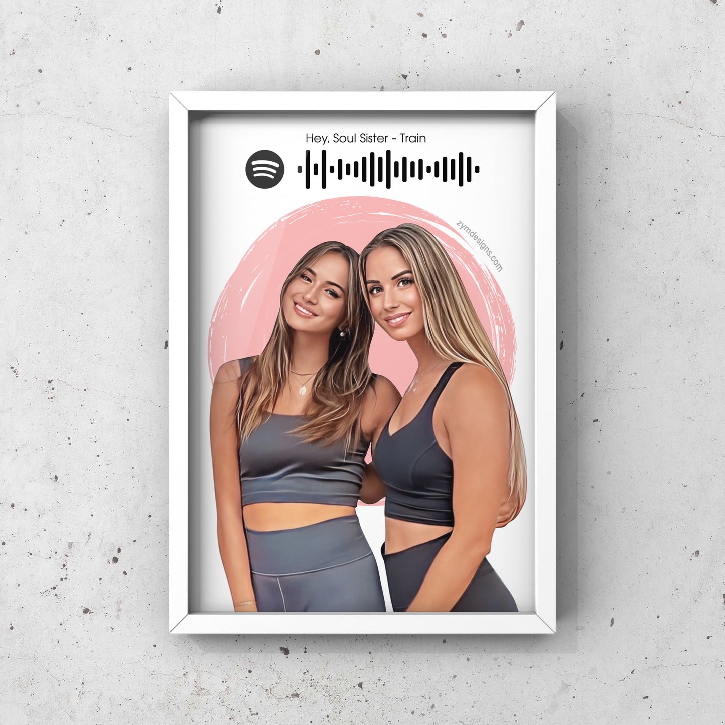 איור דיגיטלי צבעוני ממוסגר בהתאמה אישית עם סורק ספוטיפיי