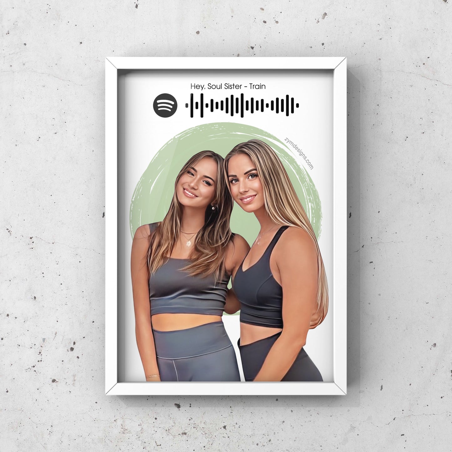 איור דיגיטלי צבעוני ממוסגר בהתאמה אישית עם סורק ספוטיפיי