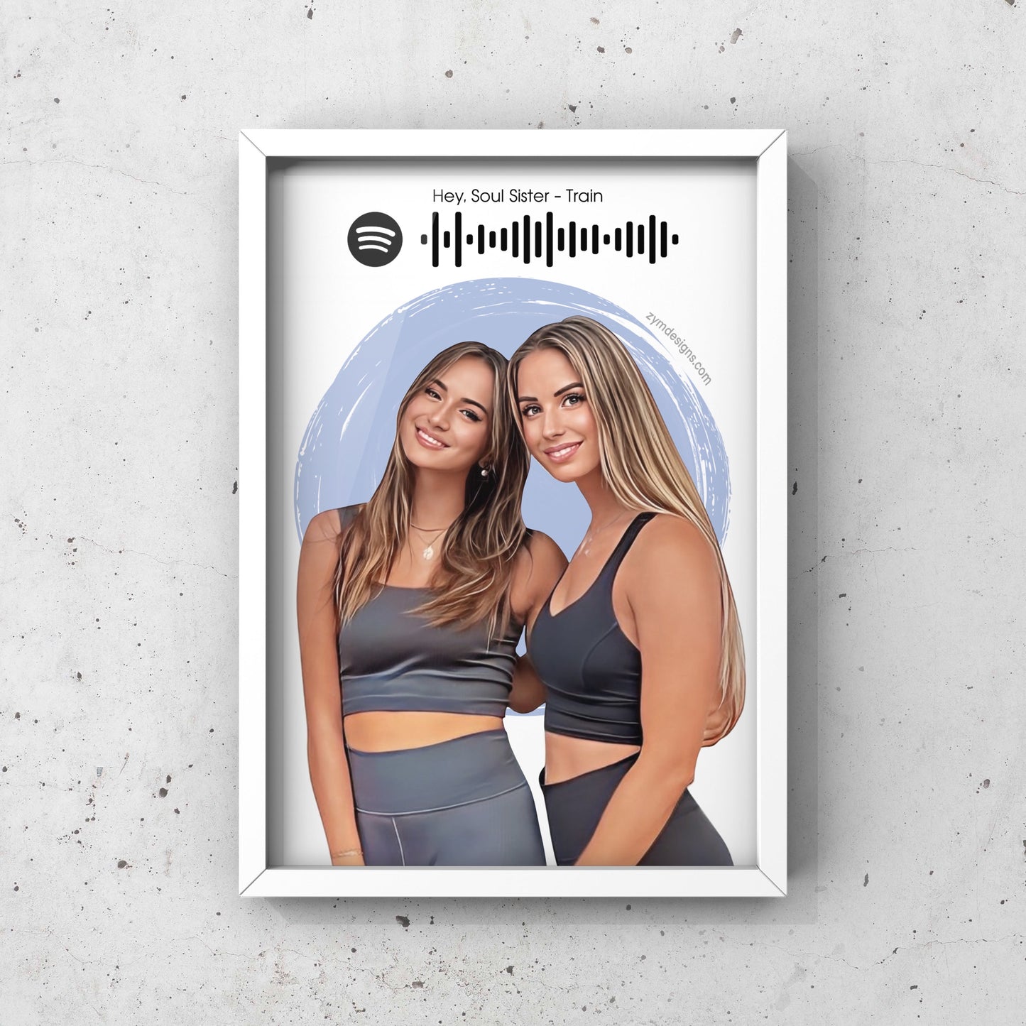 איור דיגיטלי צבעוני ממוסגר בהתאמה אישית עם סורק ספוטיפיי