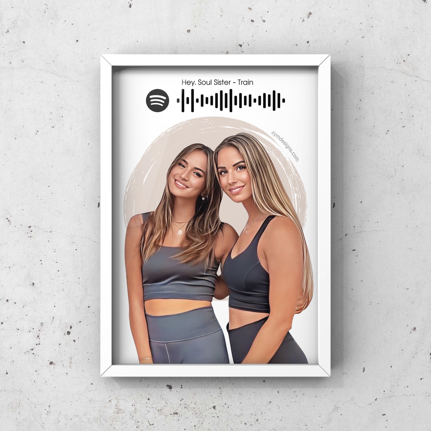 איור דיגיטלי צבעוני ממוסגר בהתאמה אישית עם סורק ספוטיפיי