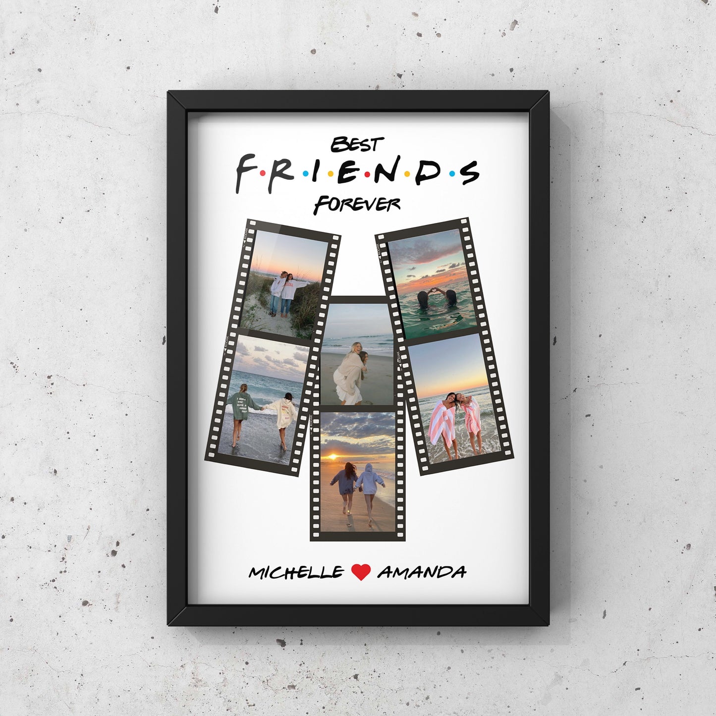 קולאז תמונות בהתאמה אישית בסגנון סדרת פריינדס ממוסגר