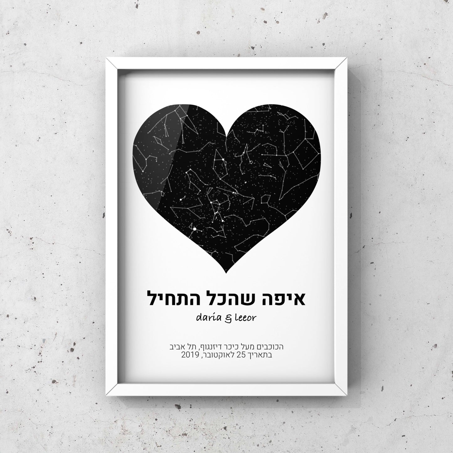מפת כוכבים בהתאמה אישית לפי מיקום ותאריך