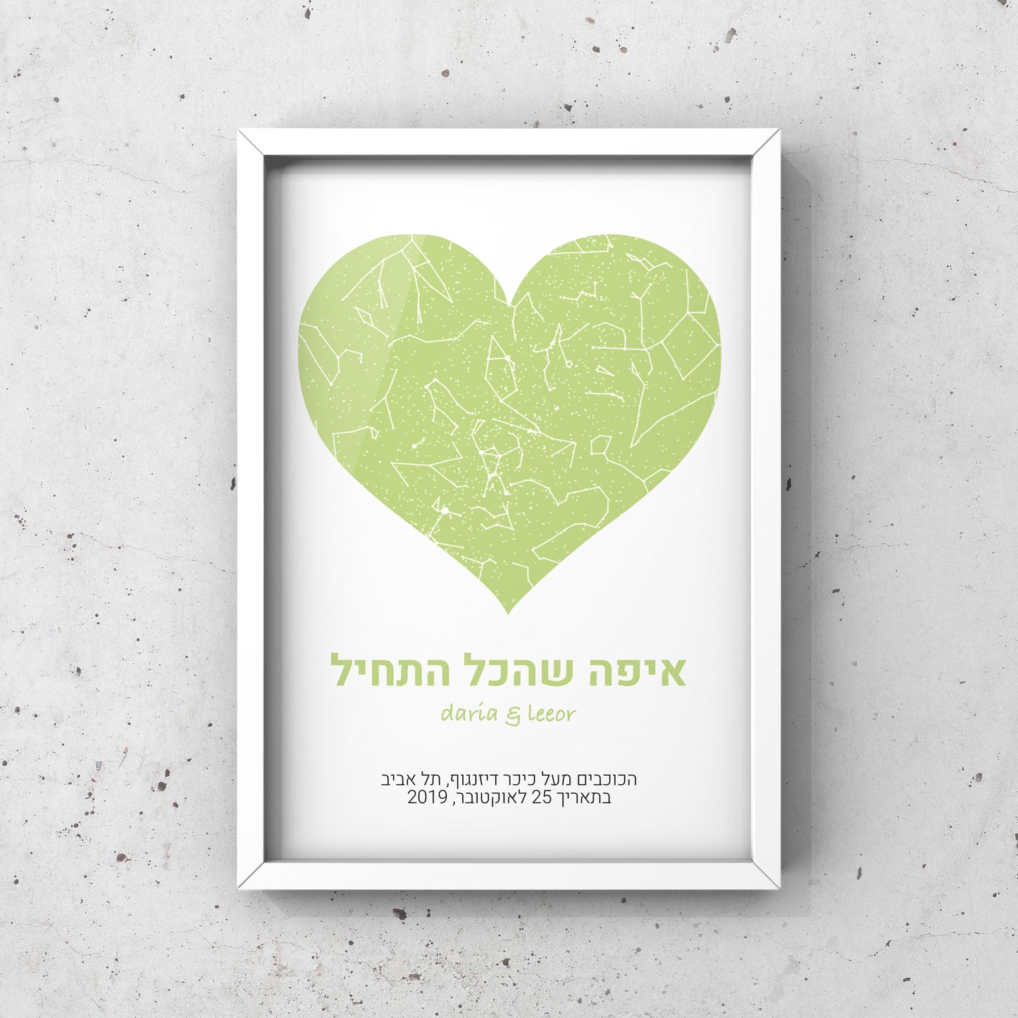 מפת כוכבים בהתאמה אישית לפי מיקום ותאריך