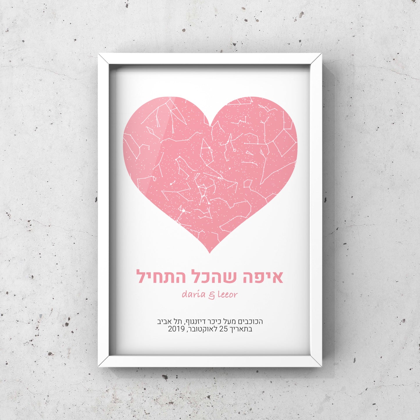 מפת כוכבים בהתאמה אישית לפי מיקום ותאריך